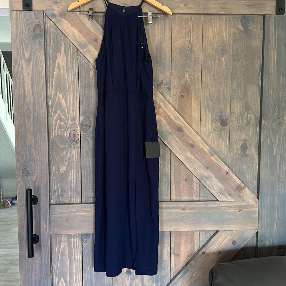 Lulus halter spaghetti dress straps halter style mid length navy dress new w tag